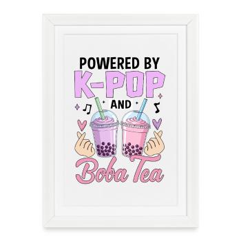 Powered By K Pop And Boba Tea - Framed poster (27 × 37 cm) - white - Front