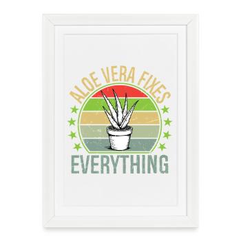 L’aloe vera règle tout Drôle de Succulent Gard - Affiche encadrée (27 × 37 cm) - blanc - Devant