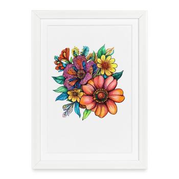 Fleurs splendantes couleurs néon - Affiche encadrée (27 × 37 cm) - blanc - Devant