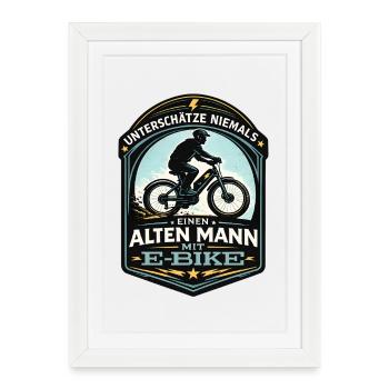 Ne sous-estimez jamais le vieux avec le design des vélos électriques - Affiche encadrée (27 × 37 cm) - blanc - Devant