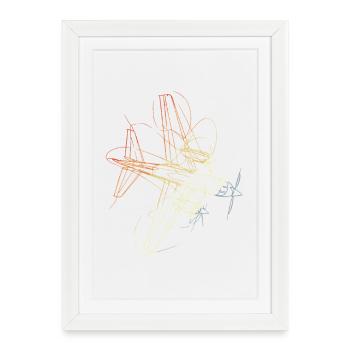 Dessin rétro d’avion - Affiche encadrée (27 × 37 cm) - blanc - Devant