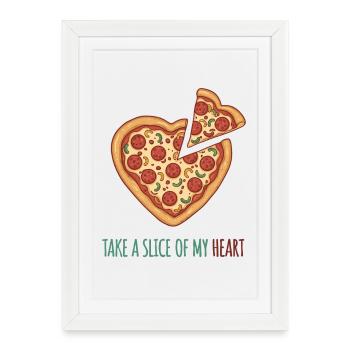 Prends une part de mon cœur – Pizza Herz Design - Affiche encadrée (27 × 37 cm) - blanc - Devant