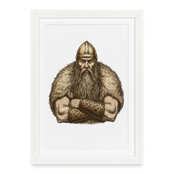 Viking Viking Legend Sailor Odin Raven Fighter - Framed poster (27 × 37 cm) - white - Front