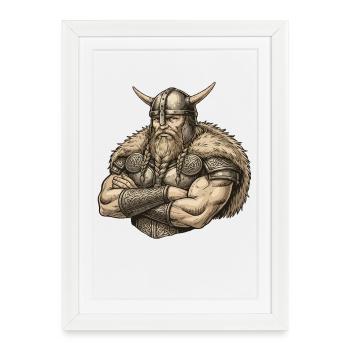 Viking Viking Legend Sailor Odin Raven Fighter - Framed poster (27 × 37 cm) - white - Front