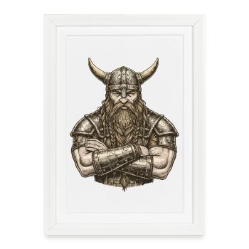 Viking Viking Legend Sailor Odin Raven Fighter - Framed poster (27 × 37 cm) - white - Front