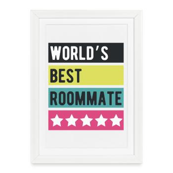 Stars rétro du meilleur colocataire du monde - Affiche encadrée (27 × 37 cm) - blanc - Devant