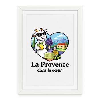 La Provence dans le Cœur Chèvre Lavande Sud France - Affiche encadrée (27 × 37 cm) - blanc - Devant