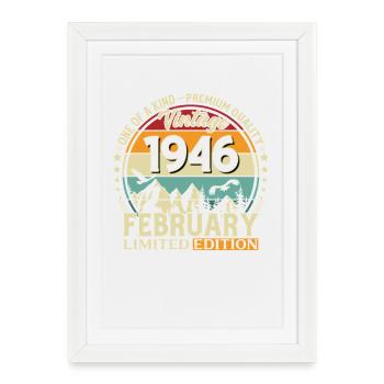 80e anniversaire février 1946 millésime - Affiche encadrée (27 × 37 cm) - blanc - Devant