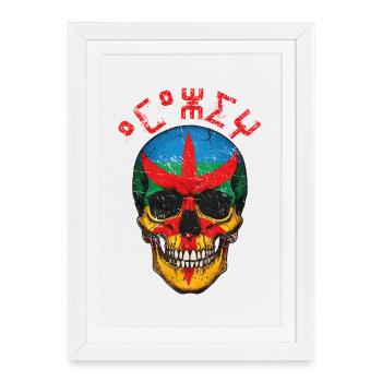 Amazigh Skull – Berber Pride Tifinagh T-Shirt - Framed poster (27 × 37 cm) - white - Front