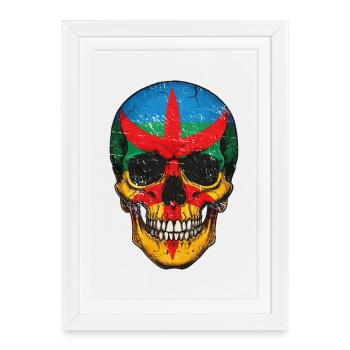 Crâne coloré  de drapeau Berbère - berber skull - Affiche encadrée (27 × 37 cm) - blanc - Devant