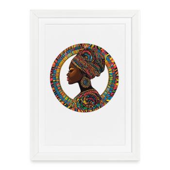 Silhouette africaine en cercle - Affiche encadrée (27 × 37 cm) - blanc - Devant