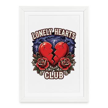 Club des Cœurs Solitaires – Tatouage Cœur Brisé - Affiche encadrée (27 × 37 cm) - blanc - Devant