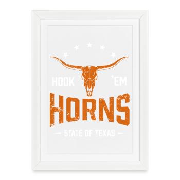 Conception des cornes longhorns du Texas - Affiche encadrée (27 × 37 cm) - blanc - Devant
