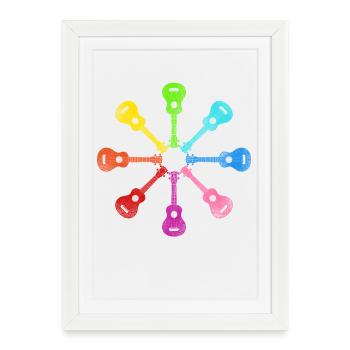 Hawaiian Ukulele Uke Rainbow - Framed poster (27 × 37 cm) - white - Front