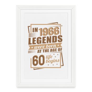 60th Birthday Vintage Legends 1966 Retro Modern - Framed poster (27 × 37 cm) - white - Front
