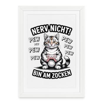 Courage Not I Gaming Cat Design - Affiche encadrée (27 × 37 cm) - blanc - Devant