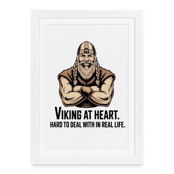 Légende viking viking marin Odin Raven Fighter - Affiche encadrée (27 × 37 cm) - blanc - Devant
