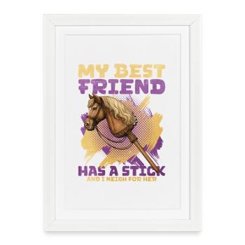 50 My Best Friend Has A Stick And I Neigh For H - Framed poster (27 × 37 cm) - white - Front