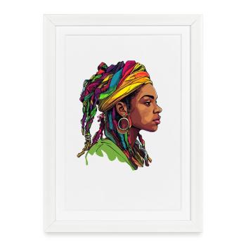 Headwrap Color Explosion Portrait - Framed poster (27 × 37 cm) - white - Front