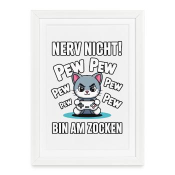 Courage Not I Gaming Cat Design - Affiche encadrée (27 × 37 cm) - blanc - Devant