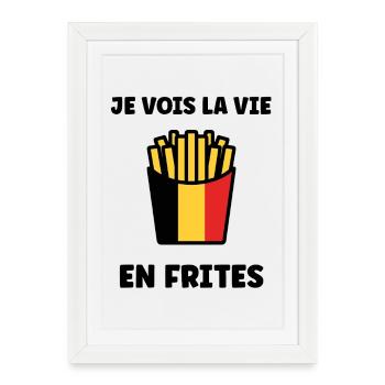 Frites Belges Drapeau Graphic - Affiche encadrée (27 × 37 cm) - blanc - Devant