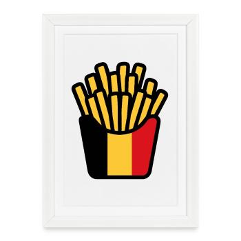 Frites Pop Art Jaune Rouge - Affiche encadrée (27 × 37 cm) - blanc - Devant