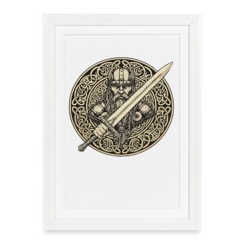 Viking Viking Legend Sailor Odin Raven Fighter - Framed poster (27 × 37 cm) - white - Front