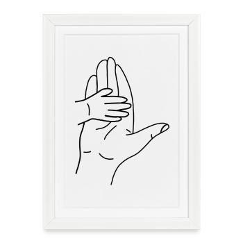 Silhouette de la main dans l’étreinte - Affiche encadrée (27 × 37 cm) - blanc - Devant