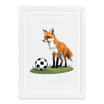 Fox in the football game - Framed poster (27 × 37 cm) - white - Front