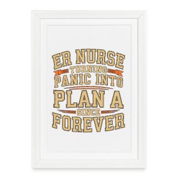 Infirmière aux urgences transformant la panique en traumatisme prévu - Affiche encadrée (27 × 37 cm) - blanc - Devant