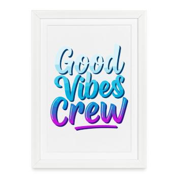 Bon - Vibes Crew Lettering - Affiche encadrée (27 × 37 cm) - blanc - Devant