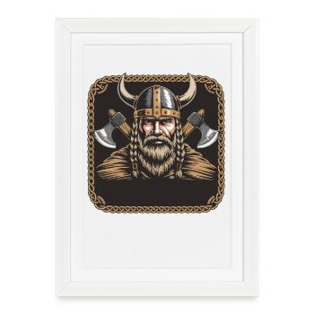 Viking Viking Legend Sailor Odin Raven Fighter - Framed poster (27 × 37 cm) - white - Front