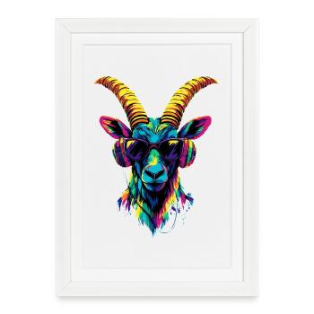 Chèvre Capricorne Bouquetin alpin Chèvres capricornes - Affiche encadrée (27 × 37 cm) - blanc - Devant