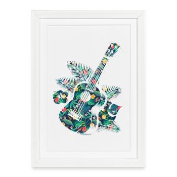 Ukulélé hawaïen ukulélé tropical - Affiche encadrée (27 × 37 cm) - blanc - Devant