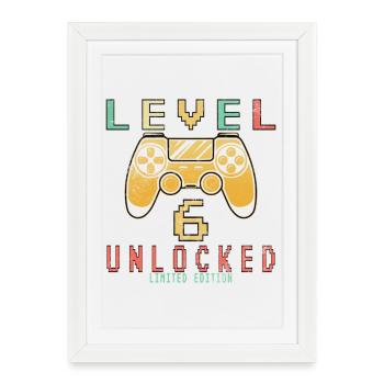 Niveau 6 débloqué - Affiche encadrée (27 × 37 cm) - blanc - Devant