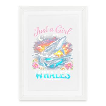 Juste une fille qui aime les baleines - Affiche encadrée (27 × 37 cm) - blanc - Devant