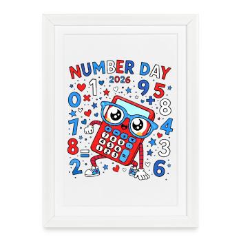 Number Day 2026 Calculator Hero - Framed poster (27 × 37 cm) - white - Front