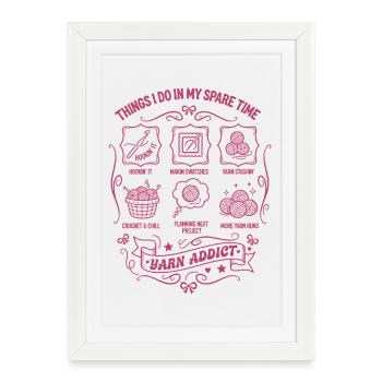 Choses que je fais pendant mon temps libre Accro aux fils drôles - Affiche encadrée (27 × 37 cm) - blanc - Devant