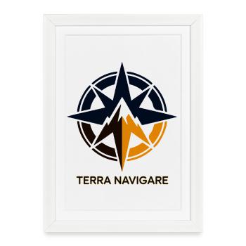 Logo de la boussole étoilée Terra Navigare - Affiche encadrée (27 × 37 cm) - blanc - Devant