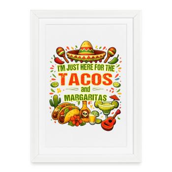 Tacos et Margaritas - Cinco de Mayo - Affiche encadrée (27 × 37 cm) - blanc - Devant