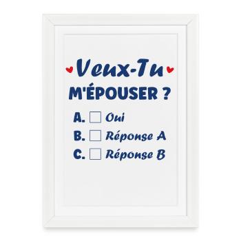 Veux-Tu M'épouser? Défi Coeur - Affiche encadrée (27 × 37 cm) - blanc - Devant