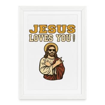 Jésus t’aime, frère - Chrétiens de la foi de l’Église - Affiche encadrée (27 × 37 cm) - blanc - Devant