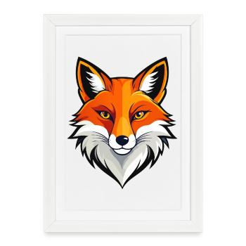 Illustration audacieuse de tête de renard Motif de tête de renard rouge - Affiche encadrée (27 × 37 cm) - blanc - Devant