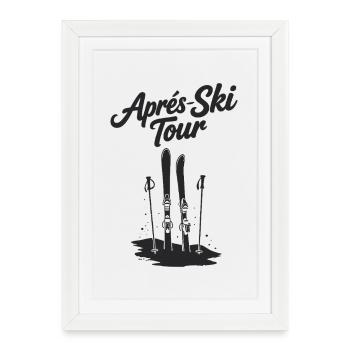 Groupe vacances d’hiver après ski ski - Affiche encadrée (27 × 37 cm) - blanc - Devant