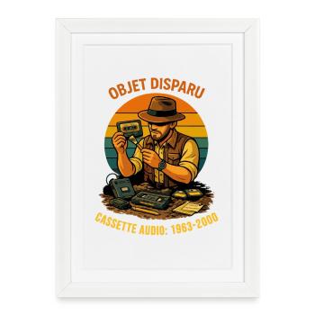 Retro Humour Cassette Audio Années 80 Nostalgie - Affiche encadrée (27 × 37 cm) - blanc - Devant