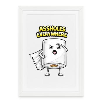 Connards partout : design de comics - Affiche encadrée (27 × 37 cm) - blanc - Devant