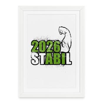 Stabil Abi 2026 - Biceps - Abitur - Spruch - Affiche encadrée (27 × 37 cm) - blanc - Devant