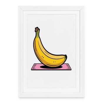 Cartoon banana on yoga mat - Framed poster (27 × 37 cm) - white - Front