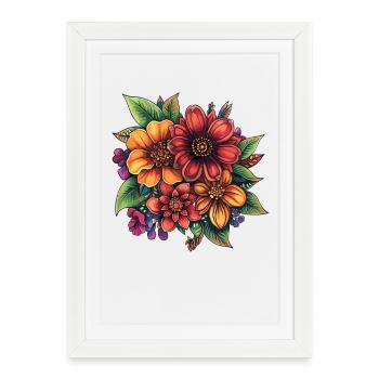 Composition florale colorée - Affiche encadrée (27 × 37 cm) - blanc - Devant