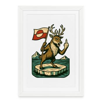 Caribou renne de la chemise du Groenland - Affiche encadrée (27 × 37 cm) - blanc - Devant